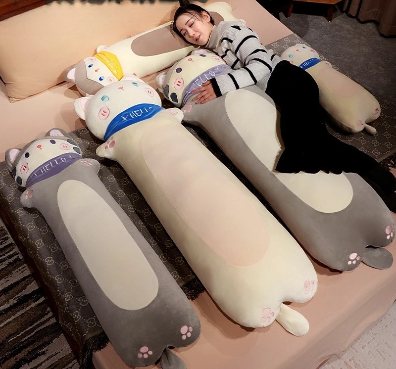 

Новая милая длинная подушка-кошка 2026 года, большая подушка для изголовья кровати, мягкая и удобная подушка для чтения, подушка для ног, декоративная подушка для дома