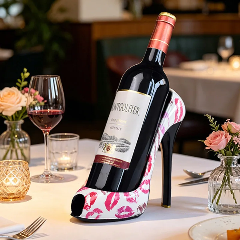 NEW Creative High Heel Wine Holder Resin Graffiti Wine Bottle Stand For Wine Cabinet Living Room Decor Gift For Wine Lovers