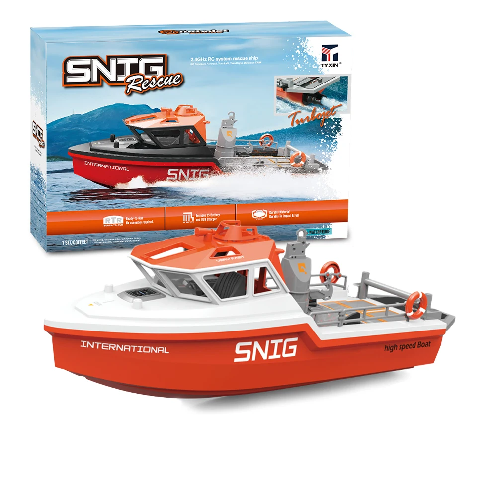 TX694 RC-Boot 2.4G 1/32 Leistungsstarker Bürstenloser Motor Langstrecken-Funkfernsteuerung Elektrisches Rettungsboot Modell Spielzeug für Erwachsene