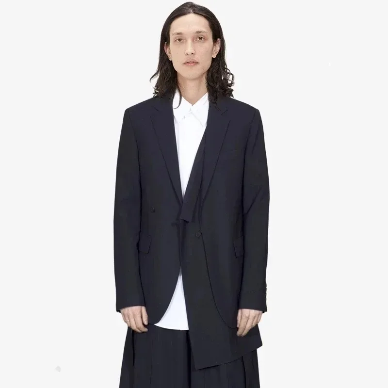 

Black Deconstructed Suit Male Multi-layer Asymmetrical Simple Loose Japanese Original Designer Jacket