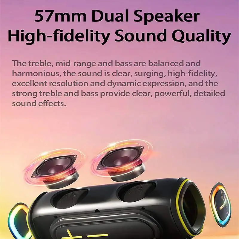 Awei KA5 20W bluetooth 5.3 Speaker Portable Speaker 57*57mm Dual Speaker Diaphragm 360° Surround Sound RGB Light TWS 2400mAh