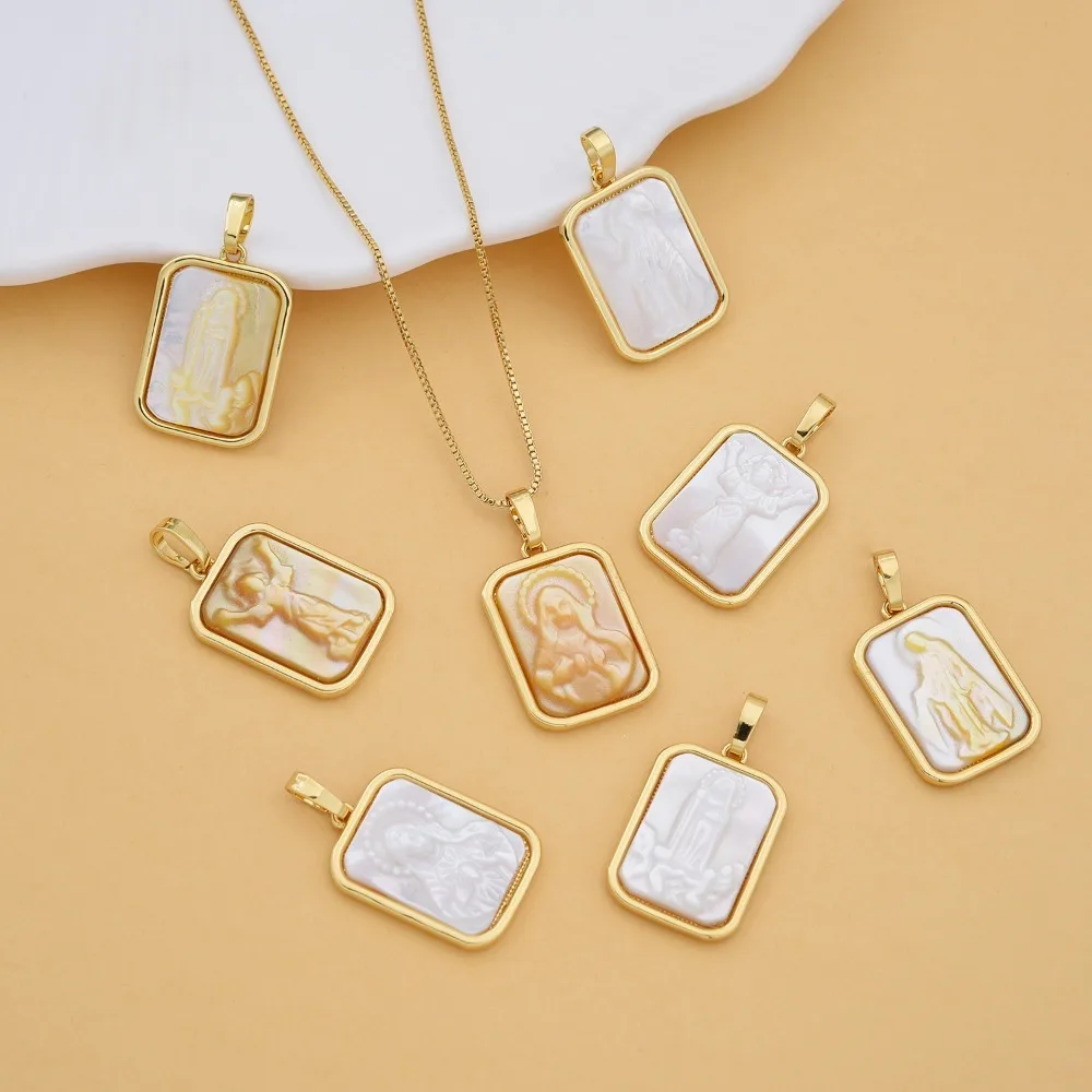 

1 Piece Shell Virgin Mary Pendant for DIY Earrings Necklace Making Copper Gold Plated Women Jewelry Top Sell Charm Accessories