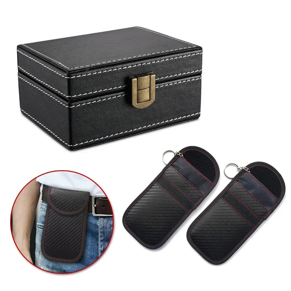 

Anti Theft Faraday Box with Bag for Key Fob Cage RFID Faraday Key Fob Protector Radiation-proof Mobile Phone Box Car Keyless