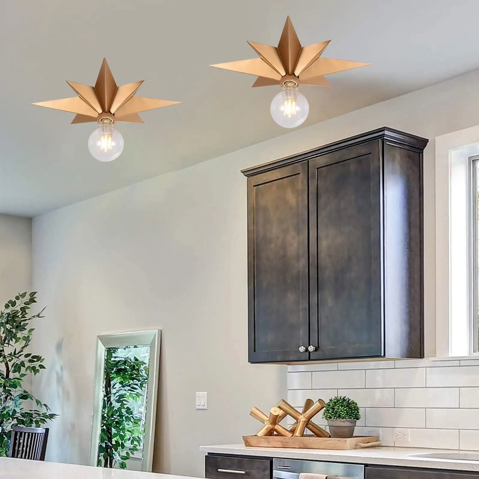 Gold Star Ceiling Light Living Room, Stars Decorations Light Hallway, Modern E27 Ceiling Lamp for Kids Bedroom Kitchen Hotel Bar