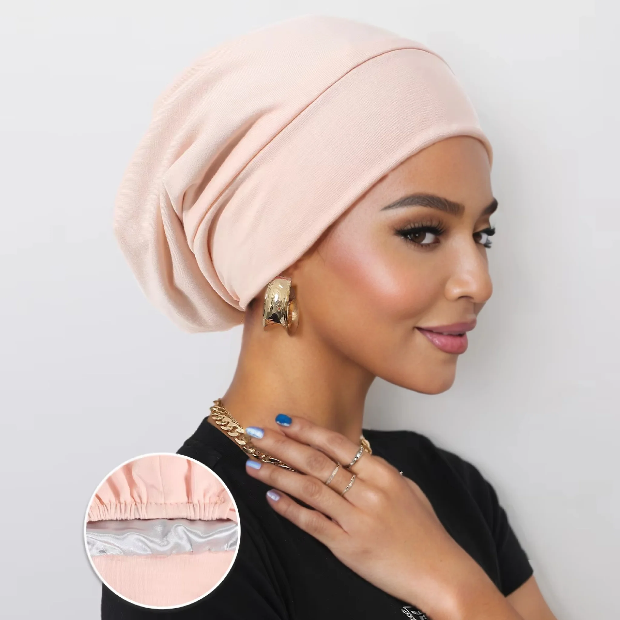 Modal Cotton Soft Satin Lining Muslim Turban Hat Women Sleep Cap Cancer Chemo Hat Beanie Headwrap Hair Loss Bonnet Arab India Ca