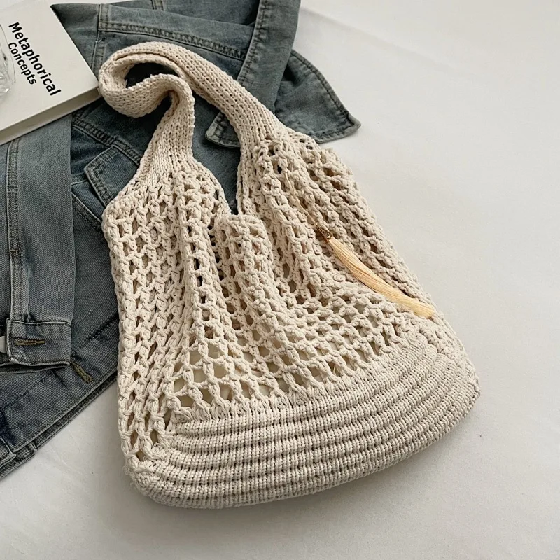 

Women's Shoulder Tote Bag Handbags for Women 2025 Fashion Hollow Out Pu Leather Weave Large Capacity Ladies Hand Bags Travel