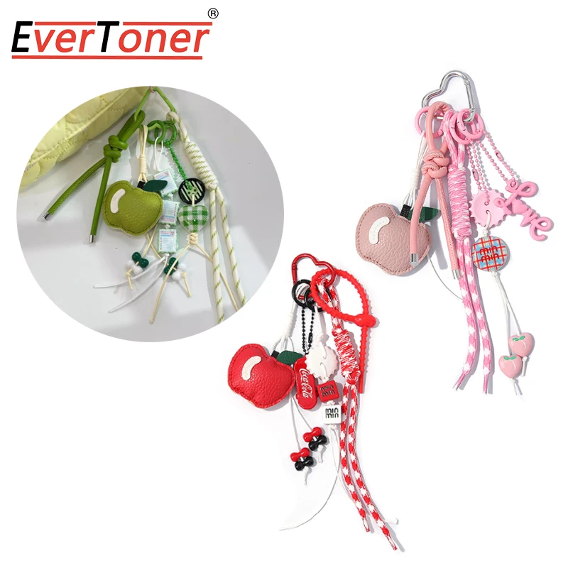 

EverToner Delicate Leather Pendant Accessories Hand-woven Creative Apple Hanging Ornament Personality Bag Accessories