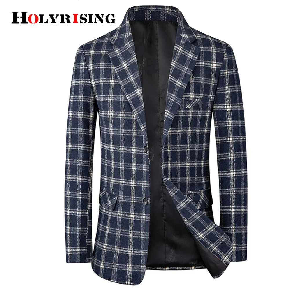 

New Men Blazers 4XL 5XL Spring British Style Plaid Male Slim Fat Business Casual Blazer Coat Suit Jacket Outerwea