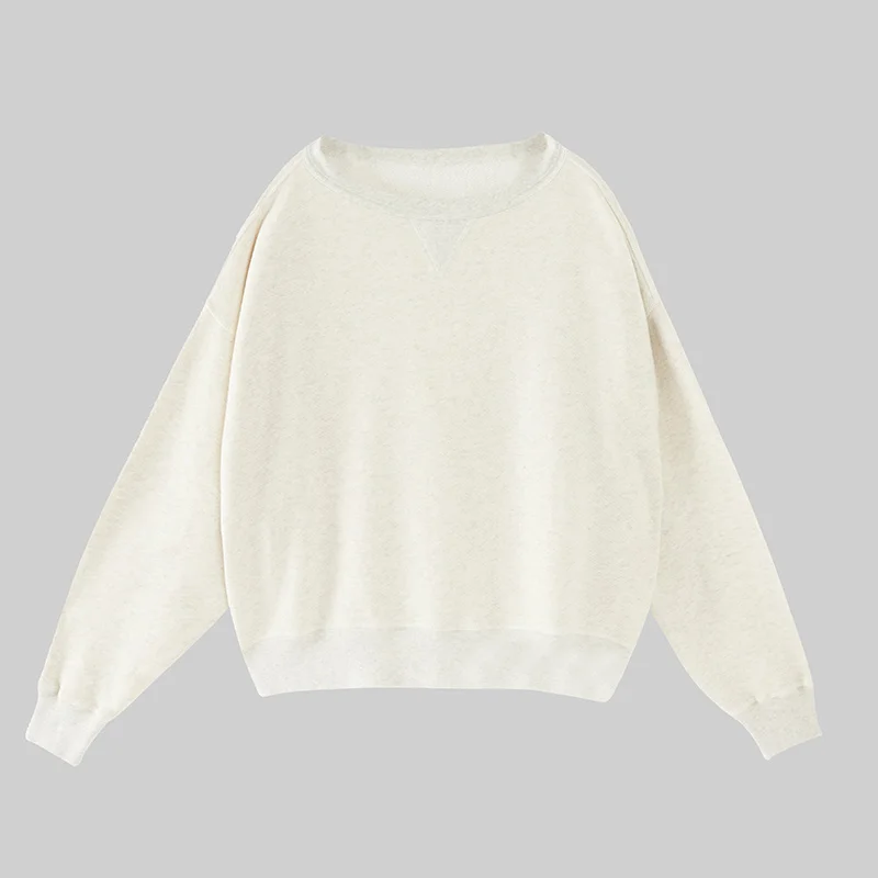 

Осенне-зимний однотонный свитшот для женщин, приталенный крой, 100% хлопок, модная повседневная уличная одежда для дам