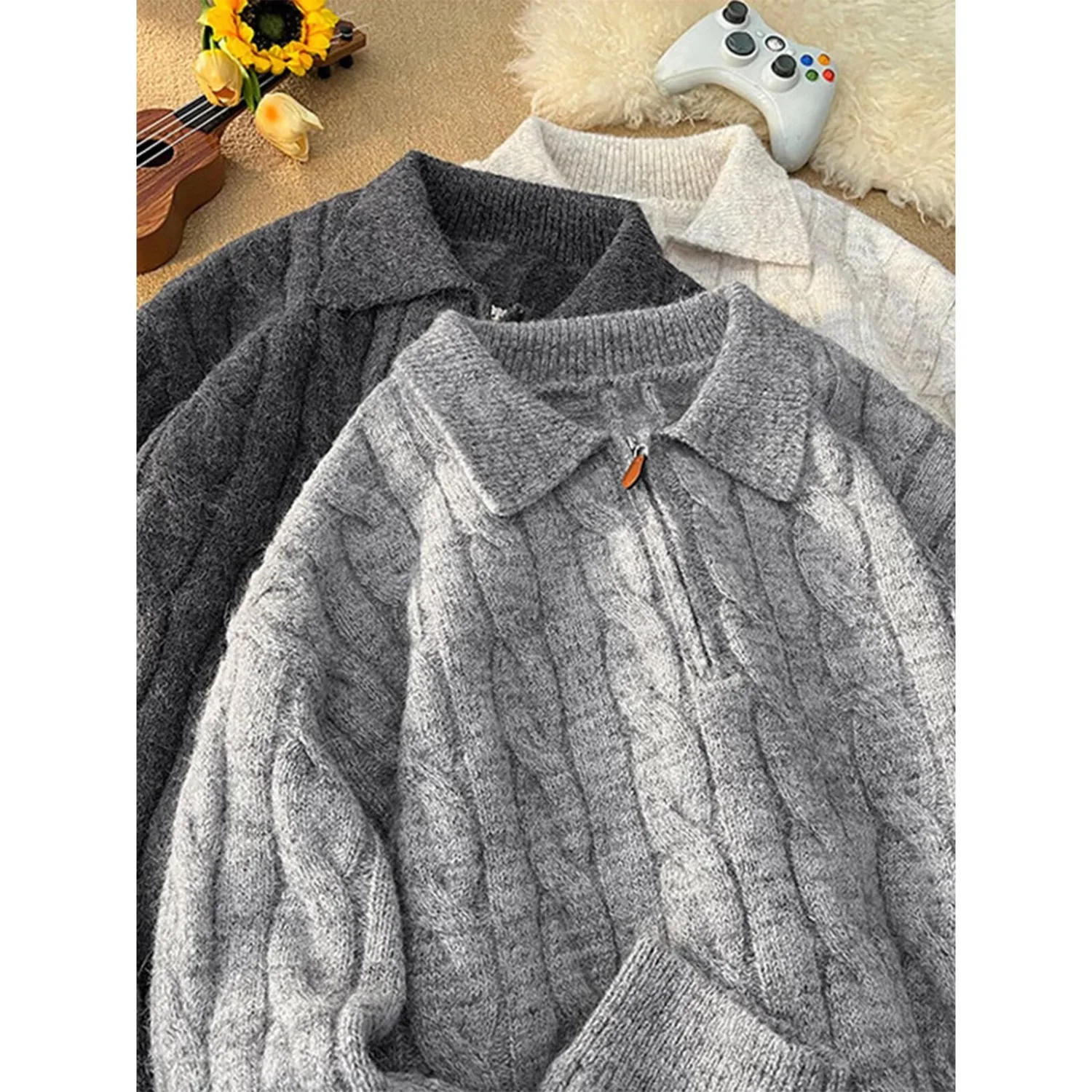 

Autumn Winter Large Size Men's Casual Long Sve irt Vintage Faded 3D Folded Ciwalk Coolmax Fiber Polyester ex
