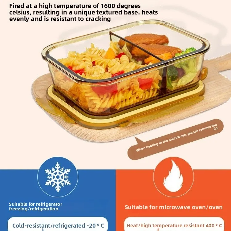 Microwaveable Glass Bento Box with Sealed Soup Bowl Compartments for Students Office Workers Kitchen Use Food Storage Lunch Box