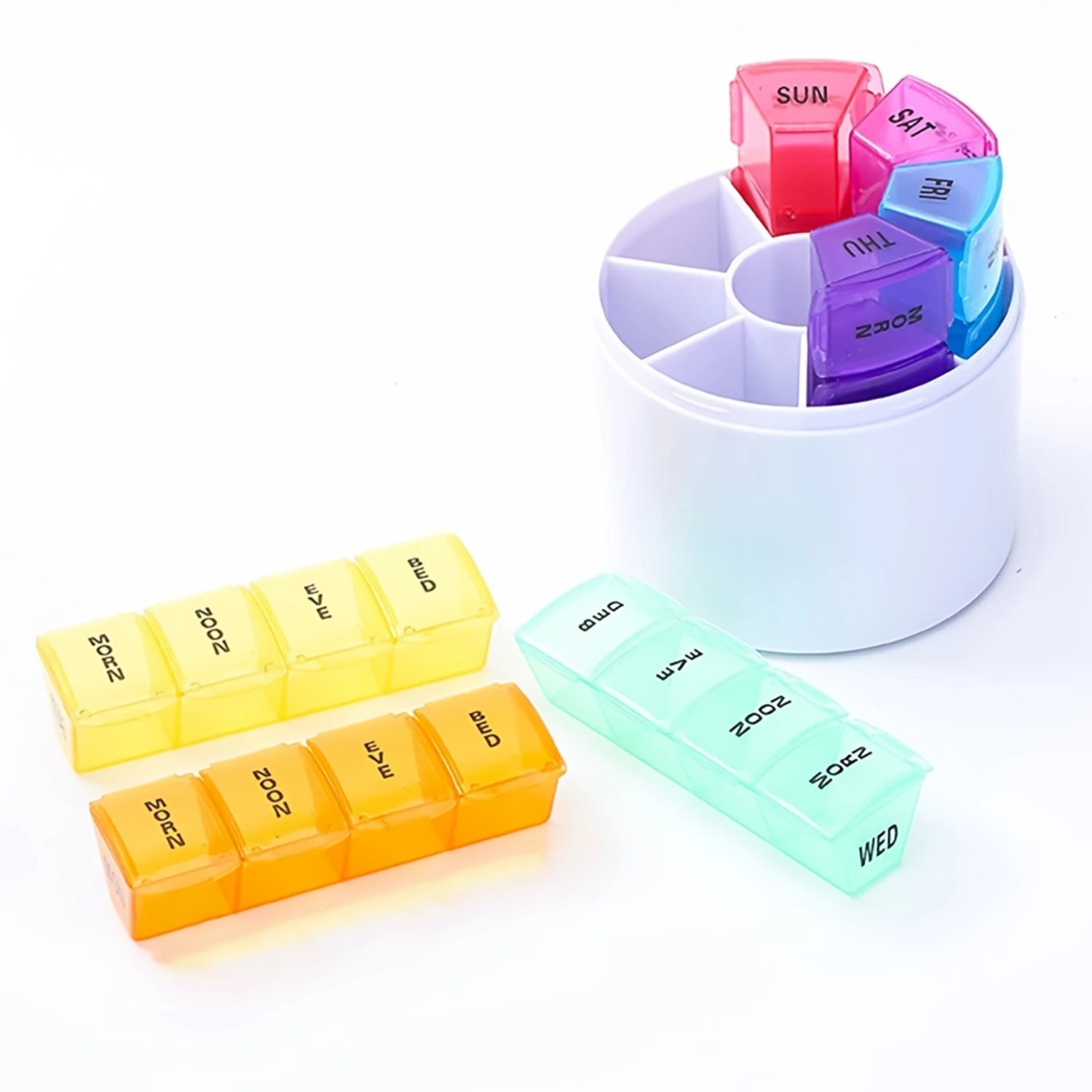 1pc Mini 7-Day A Week Pill Box, Portable Carry-On 28-Compartment Small Pill Box