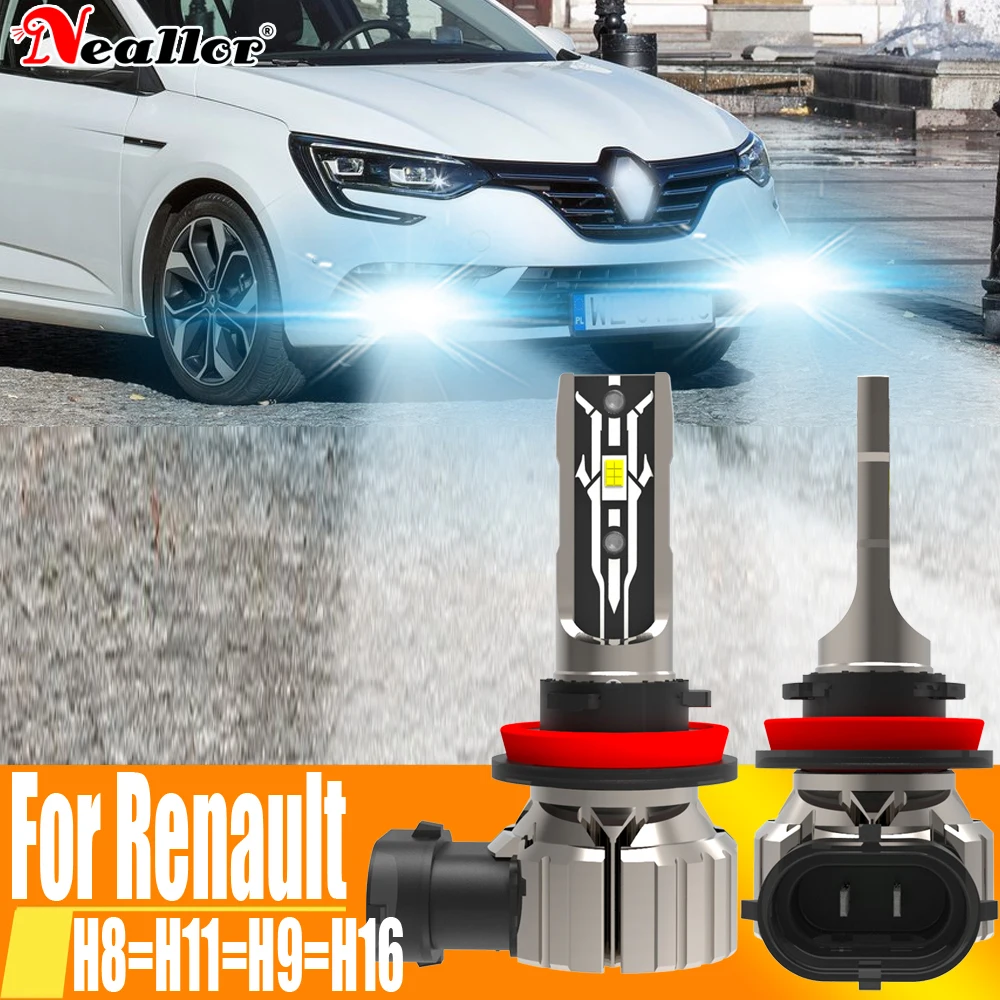 2x H11 H8 Led Fog Lights Canbus H16 H9 Car Bulb Lamp 12v 55w For Renault Megane 3 2 4 Scenic Clio Duster Master Captur Fluence