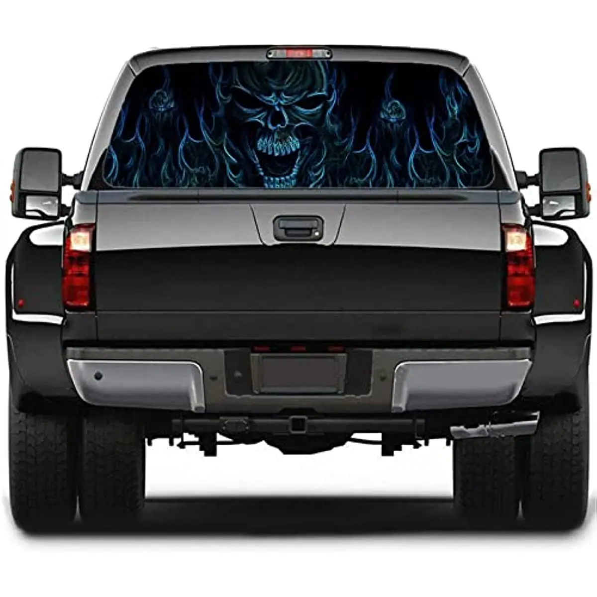 

CUSENA Skeleton Skull Rear Window Decal, Vinyl Decal Stickers Wrap Graphic Perforated See Through Universal for Pickup Trucks SU