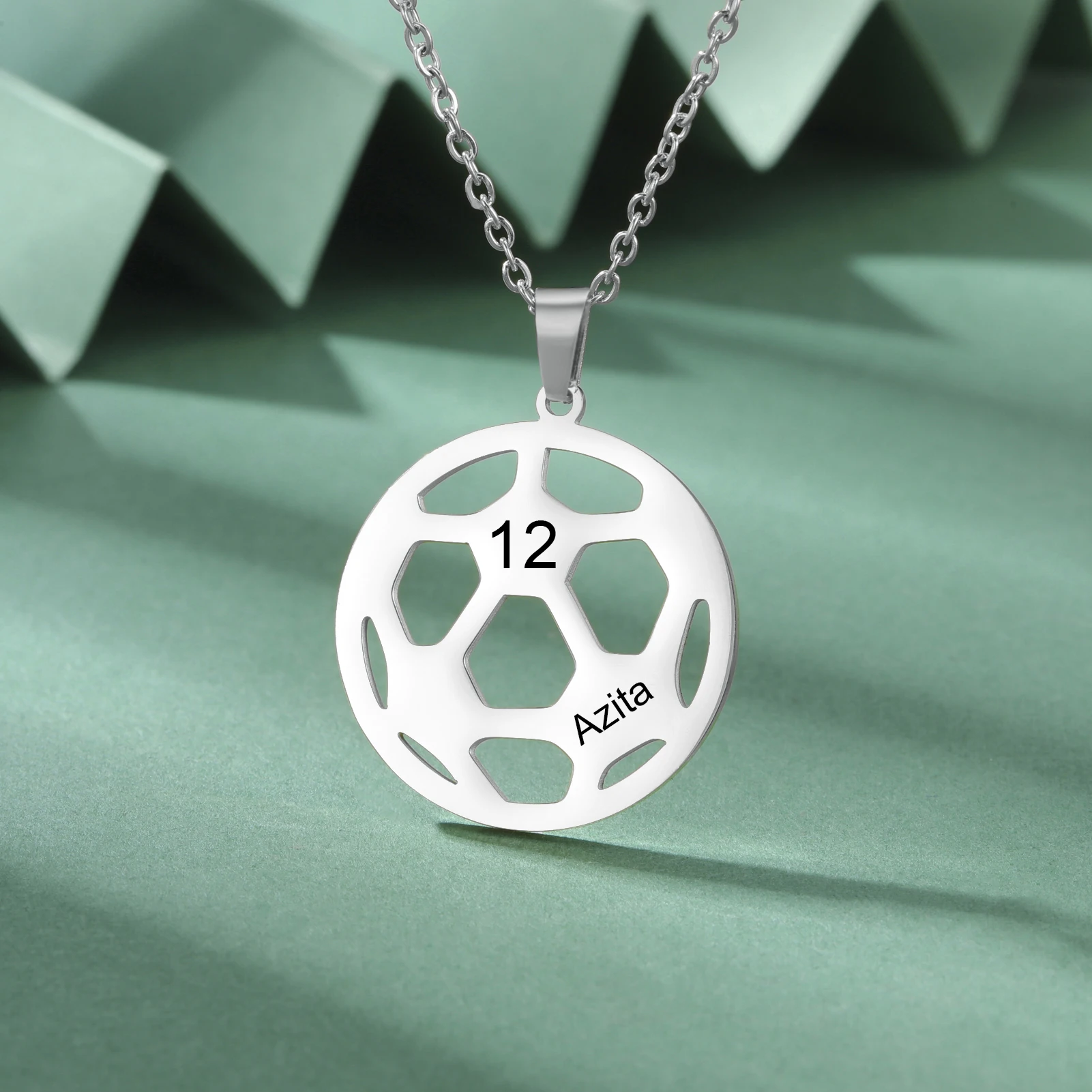 Lemegeton Custom Name Number Soccer Necklace Stainless Steel Jewelry Personalized Men Women’s Pendant New Year Christmas Gifts