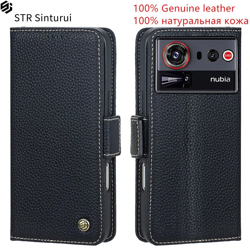 

STR Genuine leather lychee grain card Slot Wallet Cover For ZTE nubia Z40 Z50 Z60 Z70S Z70 Z80 Ultra Z60S Z50S Z40S Pro Case
