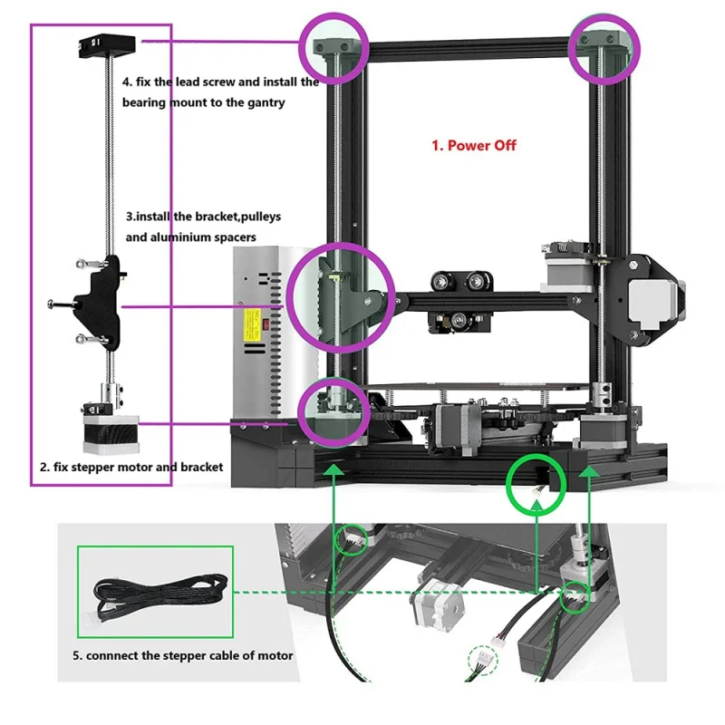 Ender 3 Dual Z-axis Upgrade Kit T8 Lead Screw 42-34 motore passo-passo per stampante 3D Creality Ender 3 Pro/ Ender 3 V2 cr10