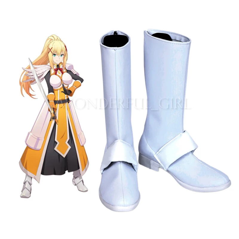 God's Blessing on This Wonderful World KonoSuba Darkness Cosplay Shoes Anime Cosplay Boots Zipper-up Halloween Party Shoes