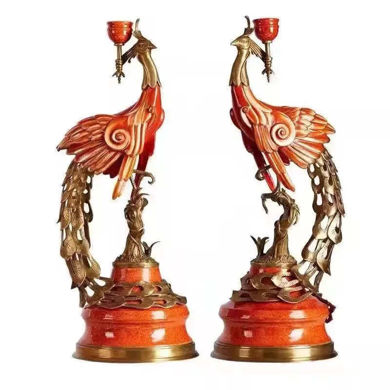 

Chinese home decoration with ceramic copper candlestick brass metallic oil lamp