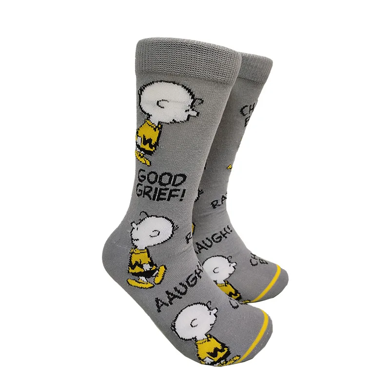 سنوبي تشارلي براون القطن النساء الجوارب مضحك الكرتون الرجال سعيد الهيب هوب الشارع Harajuku سكيت الجوارب في سن المراهقة جوارب رياضية غير رسمية #4