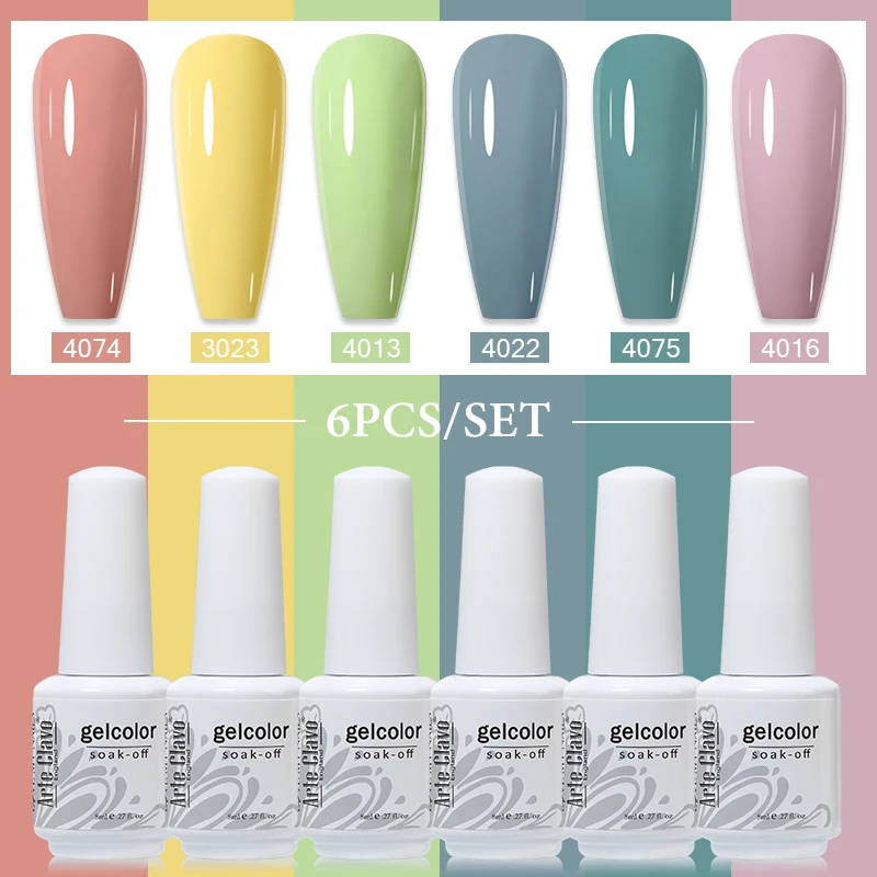 Arte Clavo 6/8pcs Red Series เจลเล็บชุดฤดูหนาวสีกึ่งถาวรเคลือบเงา Soak Off UV LED เจลเล็บฐาน top Coat