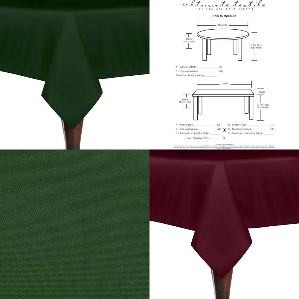 

Polyester Linen Tablecloths 72 x 72-Inch Square Set of 5 in Moss Green for Ultimate Table Decor