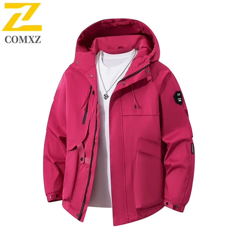 

COMXZ Мужская гоночная куртка с свободным капюшоном, универсальная велосипедная повседневная модная дорожная ветровка, куртка для кемпинга, высококачественное пальто