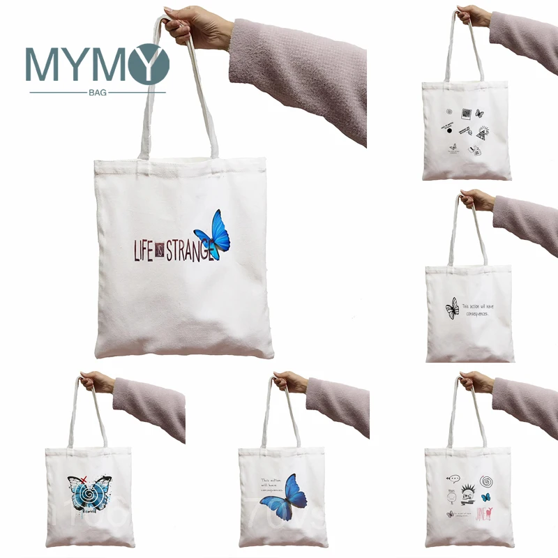 Life Is Strange Women Bags Butterfly Graphic Cartoon Printed Shoulder Bag Female Large Capacity Canvas Casual Tote Handbags