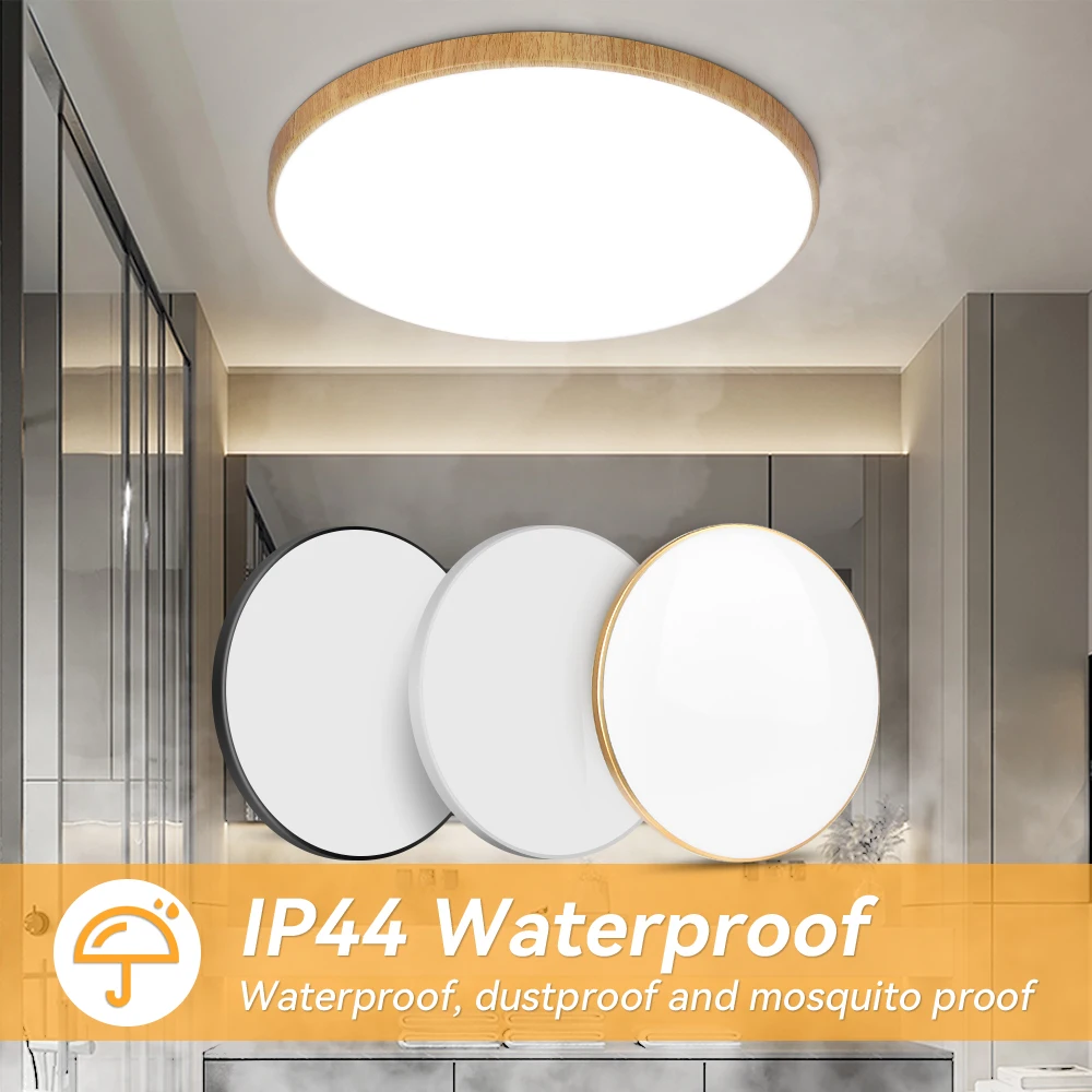 

Круглый светодиодный потолочный светильник 220В, современный потолочный светильник для кухни, подходит для ванной комнаты, светодиодная панель-лампа