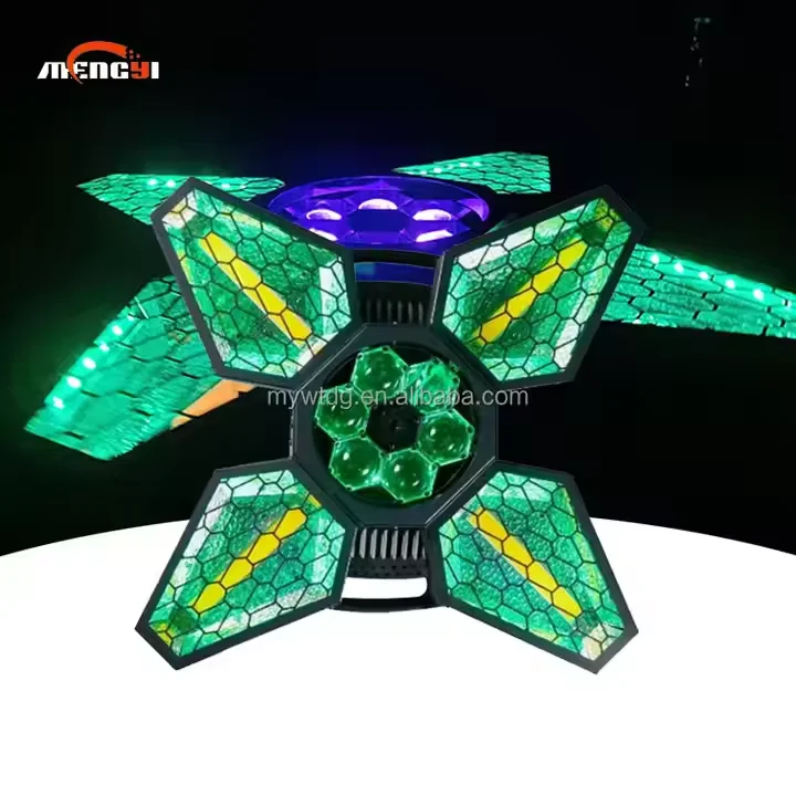 

New Design Quadrangle Retro Background Light Four-leaf Maple Leaf Led Retro Light With Rgbw Bee Eye Beam Laser Disco Light