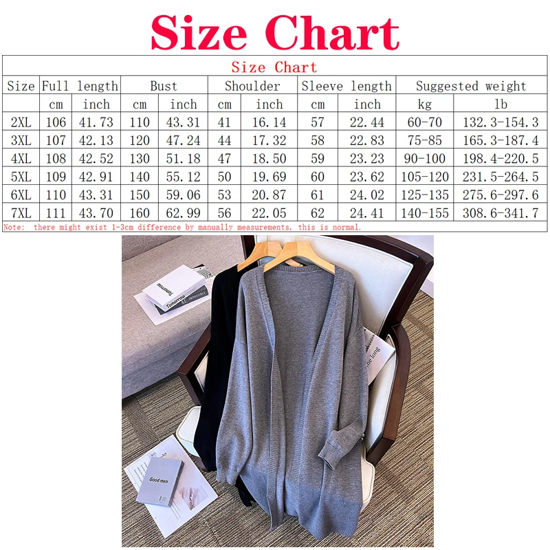 100/150/175kg Large Women\'s Knitted Cardigans Coat Bust 150/160cm Thickened Long Cardigan Sweaters 6xl 7xl Cardigans Women