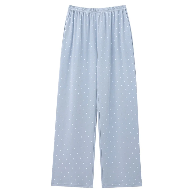 

2025 Autumn 100% Cotton Print Sleep Bottoms Pajama Pants for Women Korean Loose Long Pants Sleepwear Homewear Femme Home Clothes