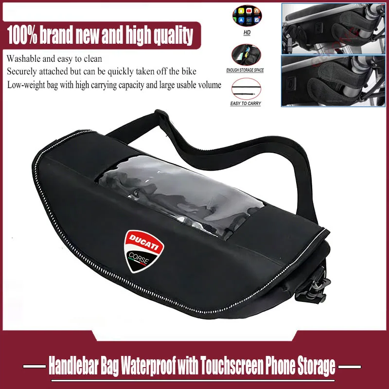 

Fit For Ducati V2 V4 400 620 695 696 796 821 Monster 899 959 1199 1299 Motorcycle Handlebar Bag with Phone StoragTouchscreen Bag