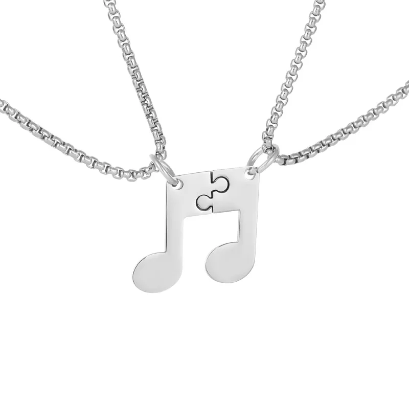 New Titanium Steel Jumping Note Puzzle Couple Necklace Personalized Trendy Pendant Jewelry Fashion Accessory for Couple