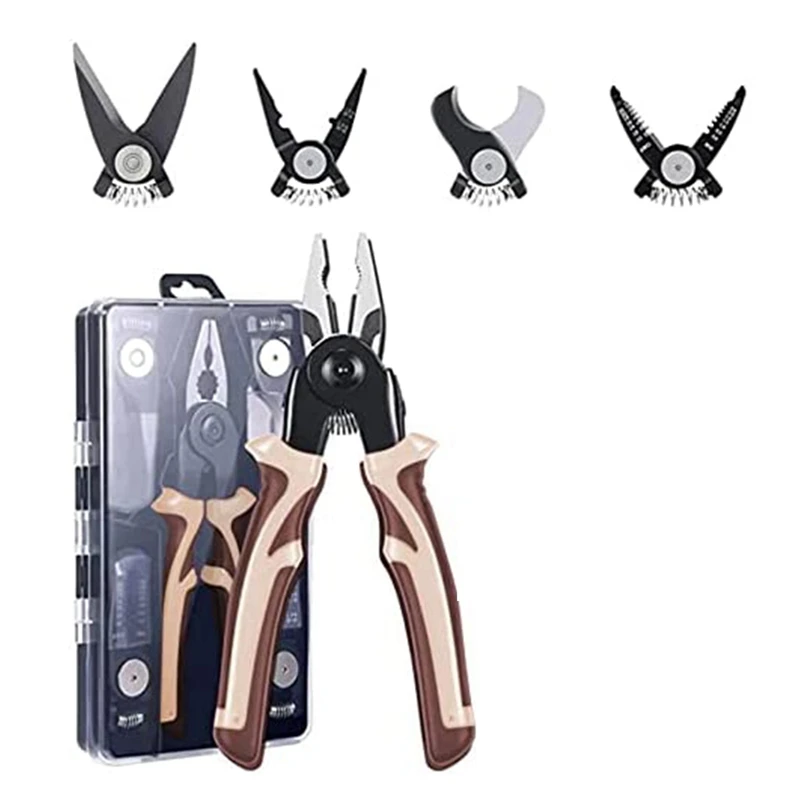 GTBL 5 In 1 Versatile Heavy Duty Tool Kit,Dual-Color PVC Handle Pliers,Portable Tool Kit Household Hand Toolbox General