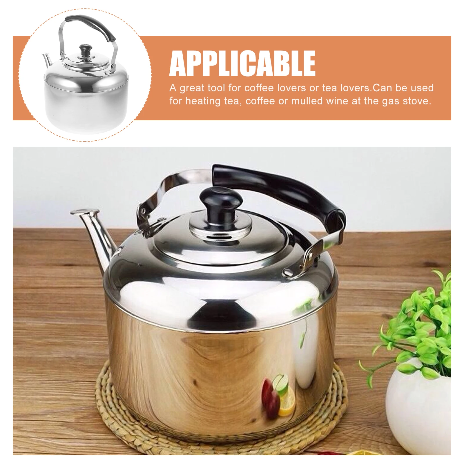 

5.5L Stainless Steel Kettle Sounding Boil Water Pot For Induction Cooker Hot Soup Coffee Tea Home Office Kitchen Use