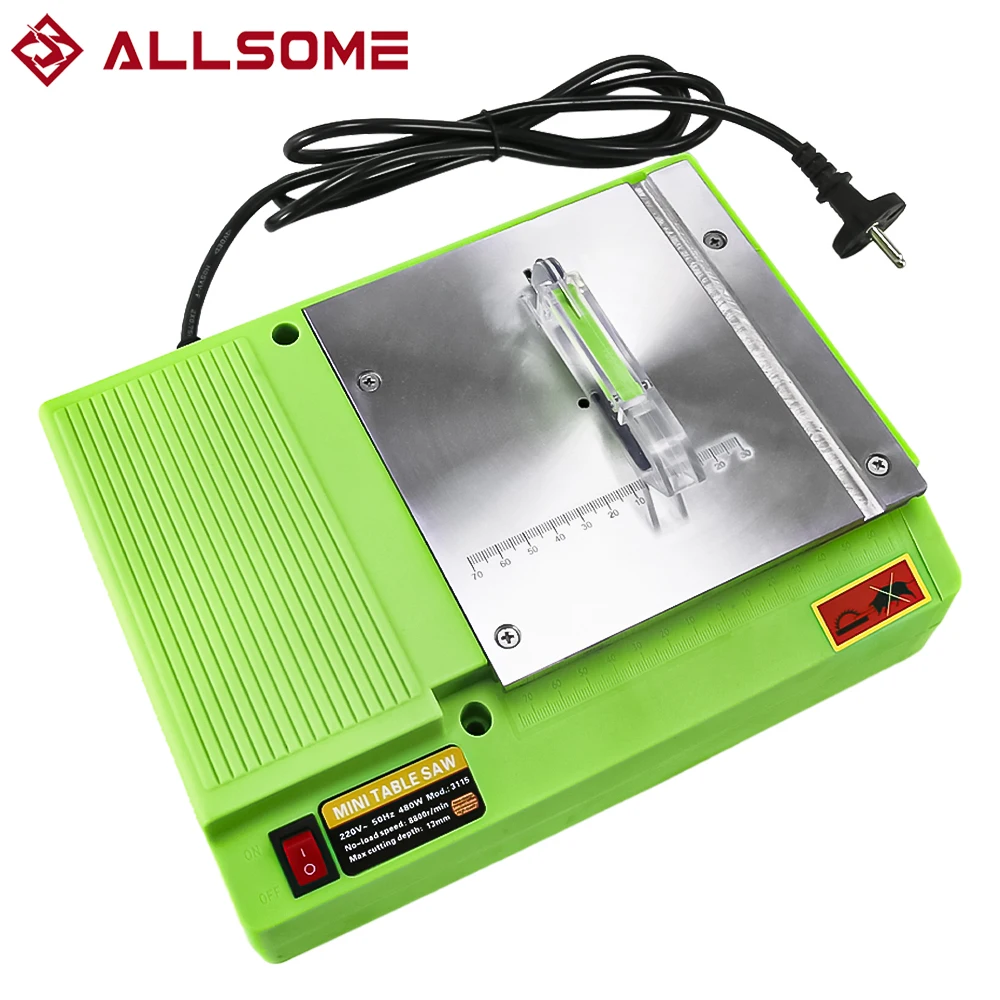 ALLSOME 220V Mini Table Saw Handmade Woodworking Bench Saws Cutting Tool 480W BG-3115