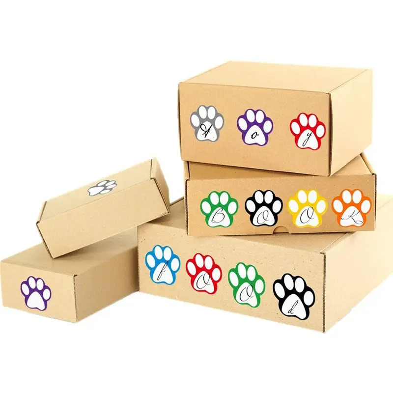Premium-A Roll of 500 Pieces Colorful Stickers Dog Name Tags Labels Stickers Footprint, 1Inch (Mixed Color)