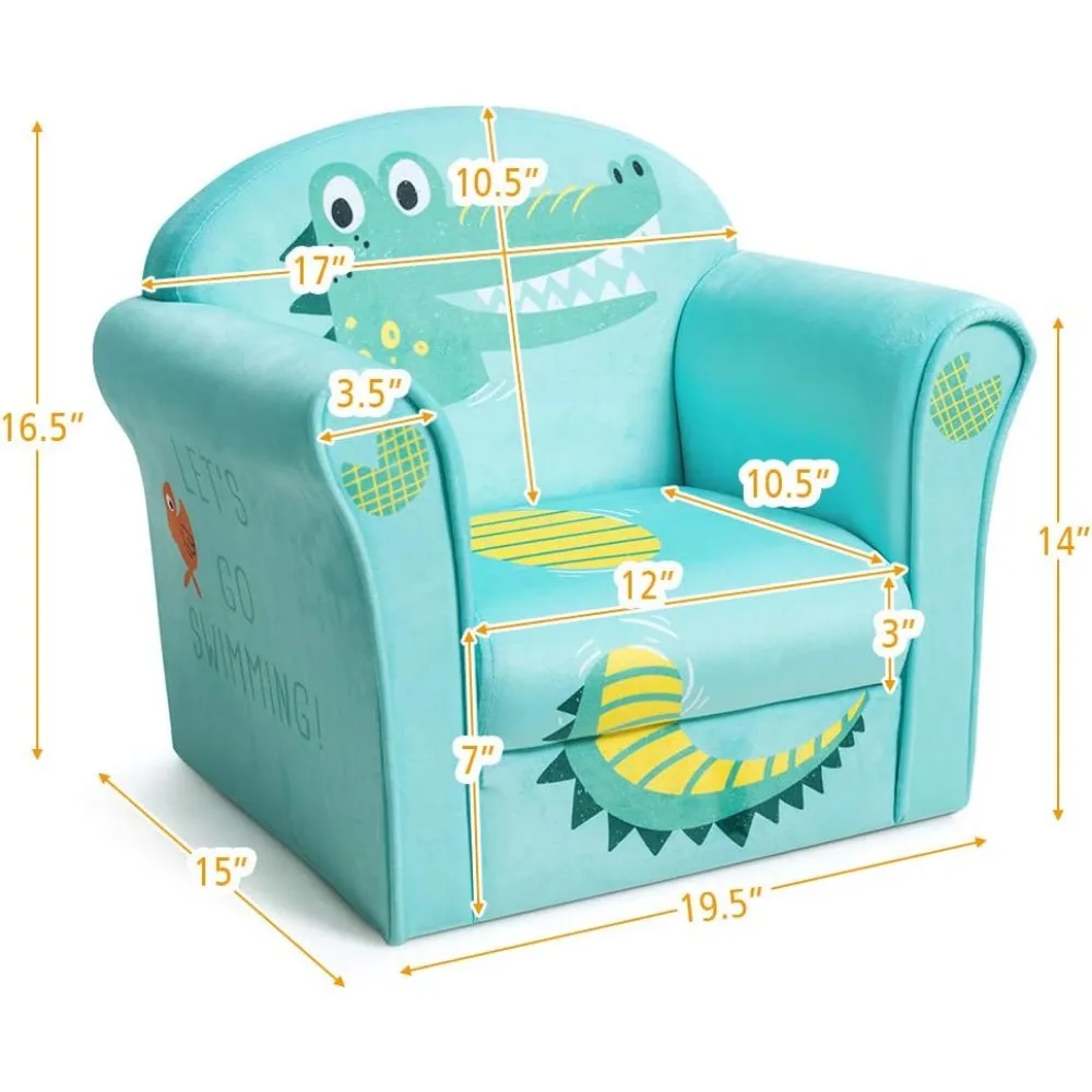 Children's Sofa Armrest Chair with Pattern, Toddler Furniture w/Sturdy Wood Construction, Preschool