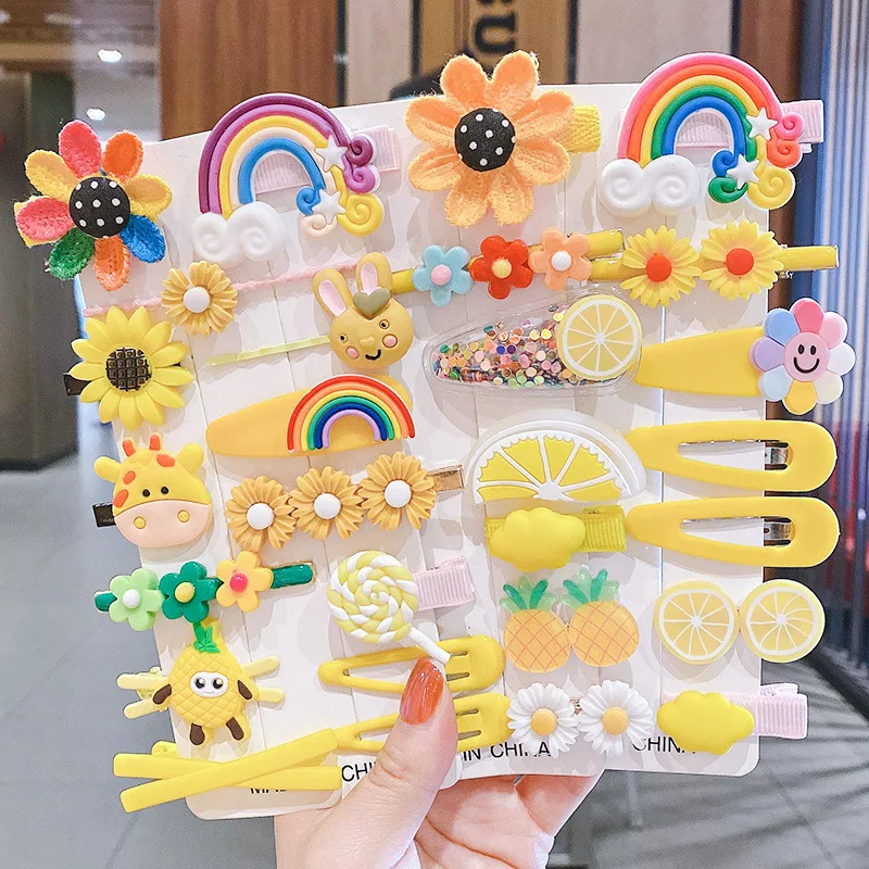 1 Set Children Cute Cartoon Flower Fruit Rubber Bands Hairpins Girls Lovely Hair Clips Kids Hair Bands Hair Accessories Gift