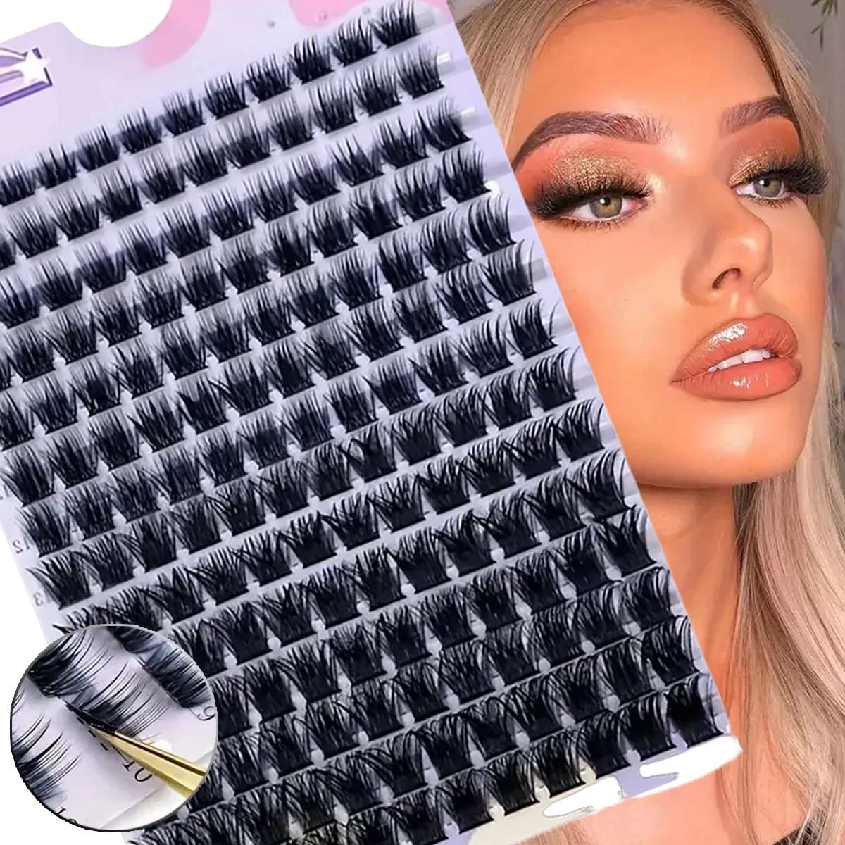 MIAOJIE Pestañas Postizas en Racimo DIY 0.07mm Curva D 9-16mm Mixtas Naturales Extensión de Pestañas Curva DD Herramienta de Maquillaje para Pestañas en Racimo Personal