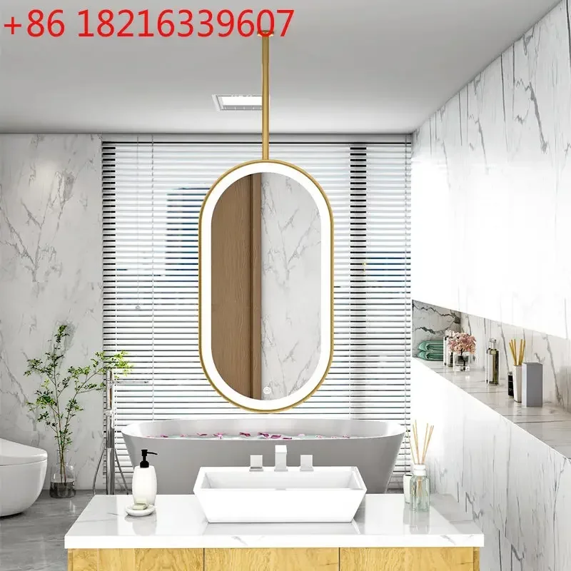 TAO Tao Hotel Smart Mirror Touch Screen Homestay Oval Bathroom Mirror Ceiling Hanging Mirror With Lamp