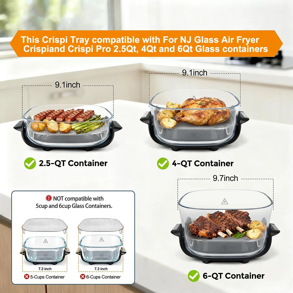 Stainless Steel Crisper Tray For NJ Crispi Air Fryer FN100 AS101 Barbecue Rack Basket Holder Kitchen Cooking Accessories
