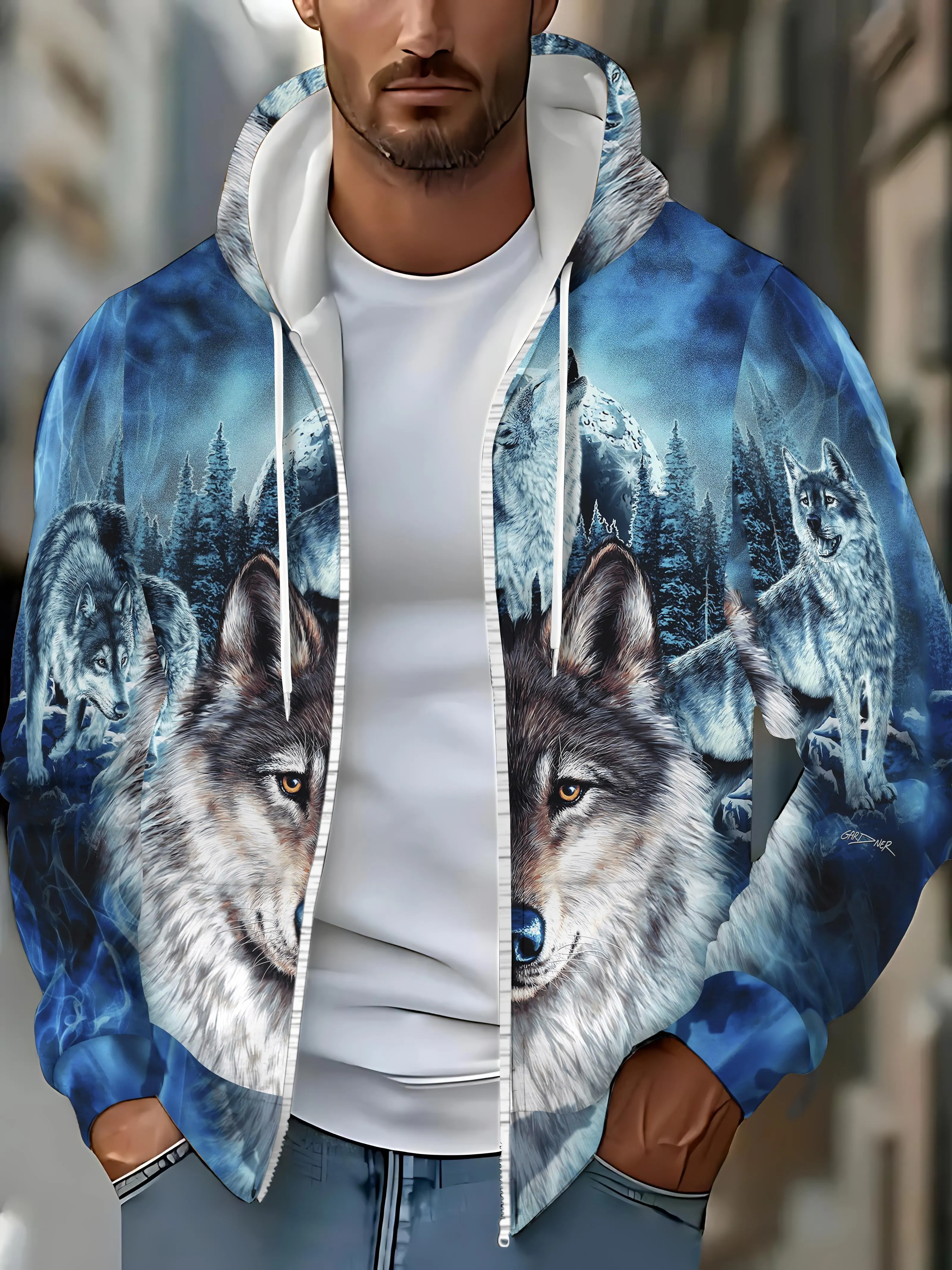 Animal Wolf 3d Print Zipper Hoodies Sweatshirts Men Women Unisex Hooded Oversized Hoodie Zip Up Sweatshirts Tracksuits