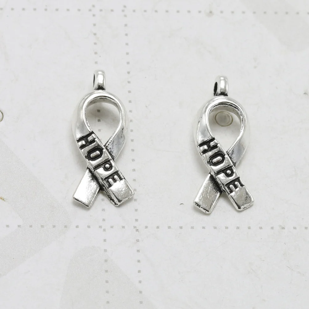 

20Pcs Alloy Hope Letters Ribbon Pendant Charms Classic DIY Jewelry Making Accessory Necklace Bracelet Silver
