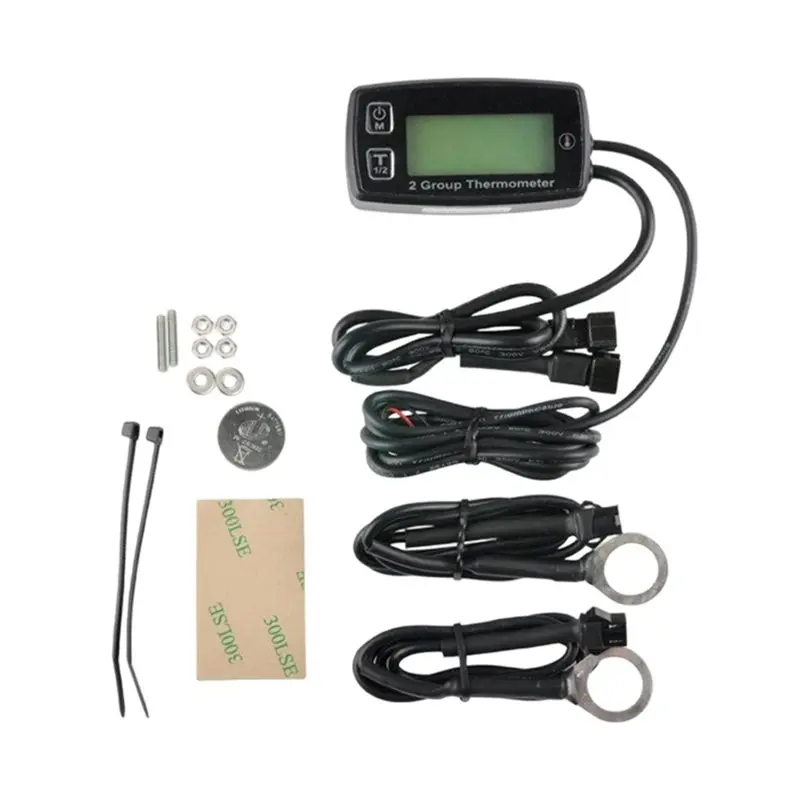 Digital Display LCD Dual Channel Thermometer Engine Temp Gauge For Motorcycle ATV Marine Snowmobile Meter With Green Light-N29R