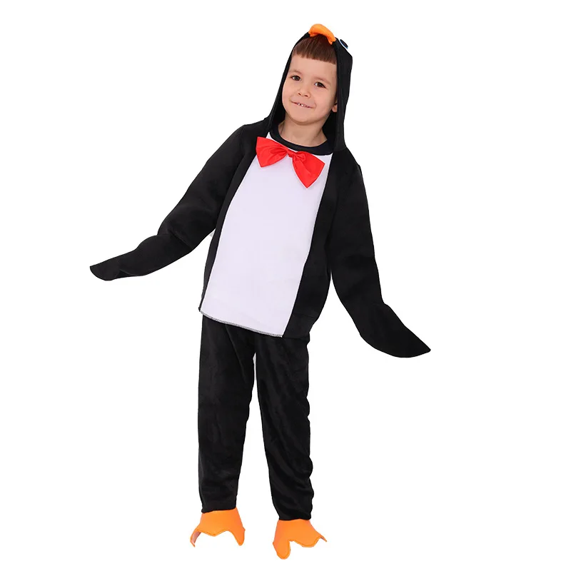 

Children's Black Penguin Costume Onesie Halloween Little Penguin Cosplay Stage Costume Role-playing Dress-up Outfit