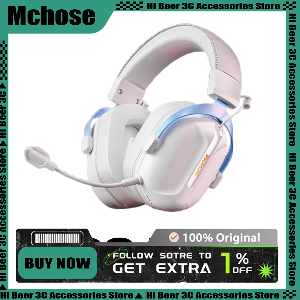 Mchose S9 Pro Headphone Wireless Tri Mode Low Delay Aluminium Alloy Gaming Headset Ai Noise Reduction Rgb Long Standby Eq Gamer