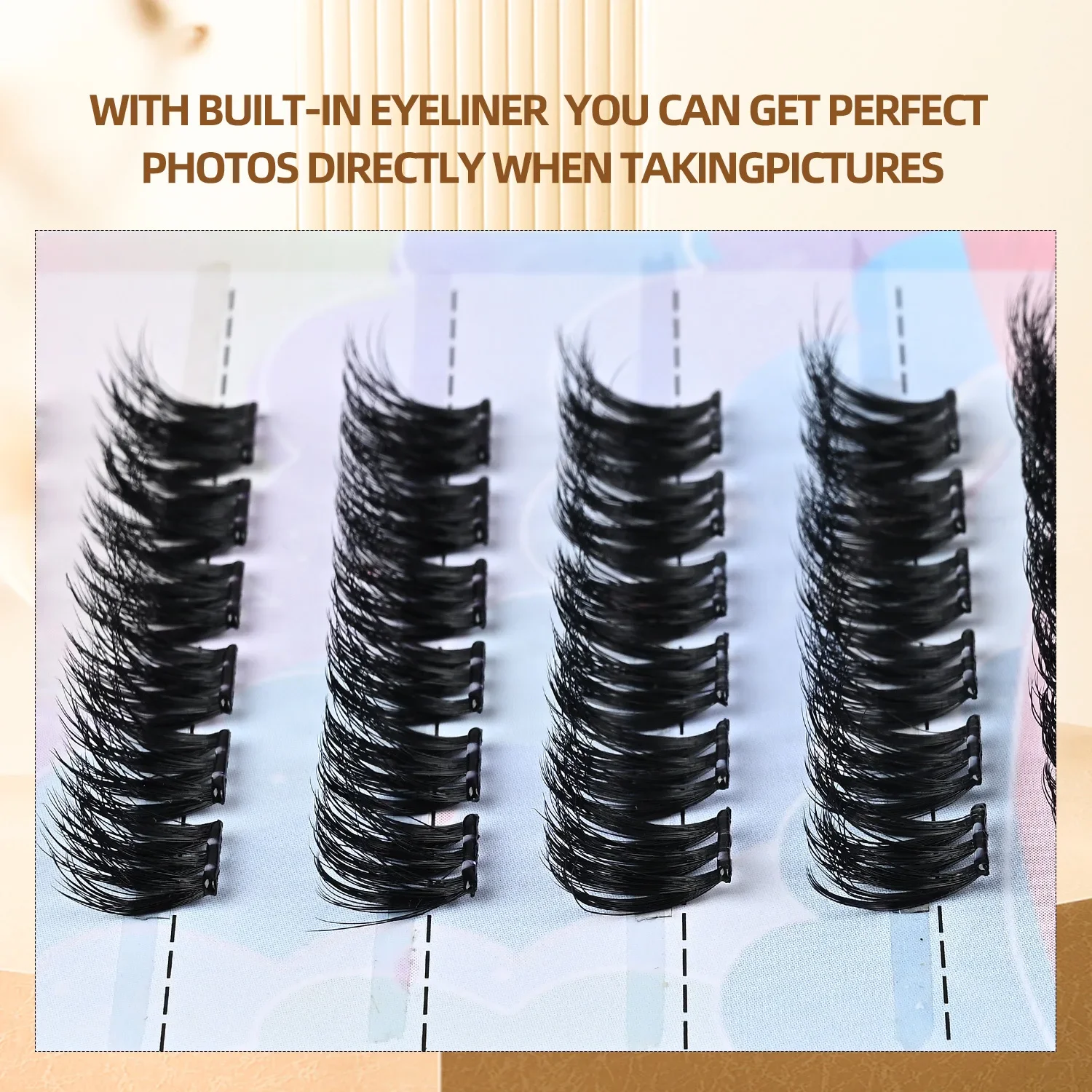 Cílios autoadesivos sem cola cílios postiços marrom fofo cluster extensão mix d onda macio olho de gato clusters individuais