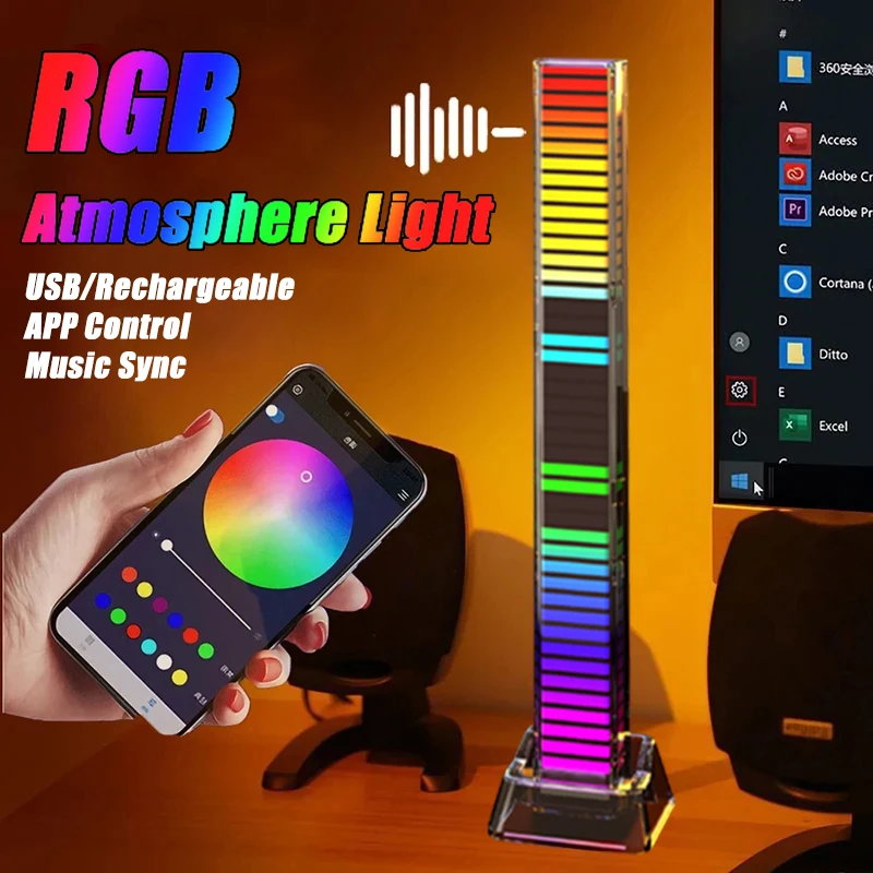 

RGB Sound Pickup Lamp LED Atmosphere Lights Music Sync Muticolor Music Rhythm Light for Party Esports Room Automobile Decoration